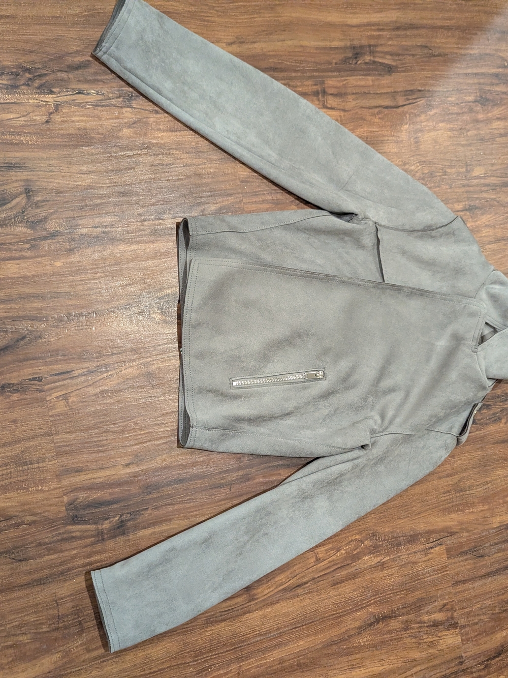 Philosophy Light Gray Suede-Style Jacket